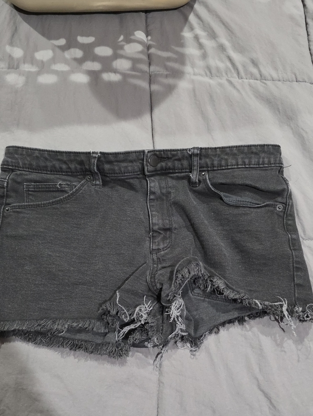 Washed Black Distressed Women’s Denim Shorts